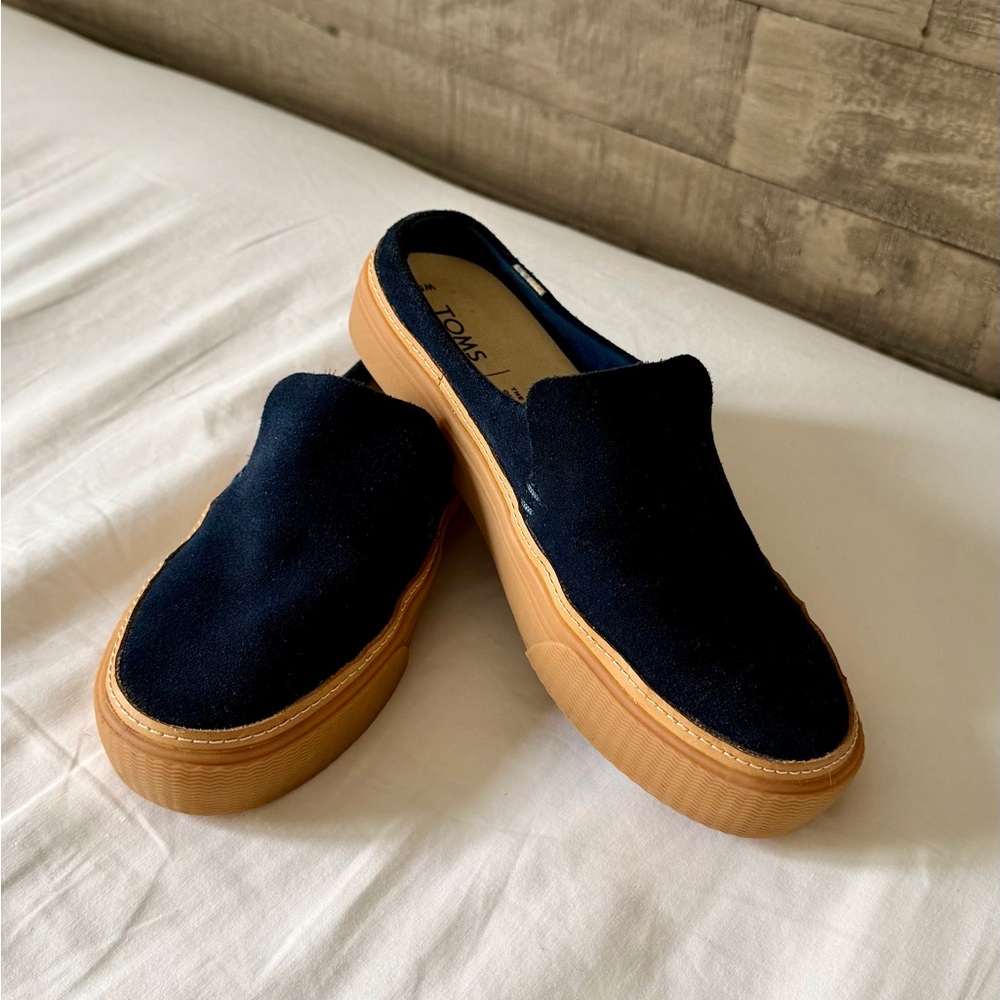 TOMS Sunrise Navy Suede Mules
